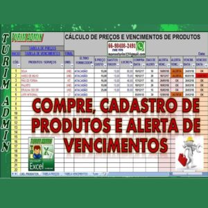 PLANILHA DE CALCULO DE PREÇOS E VENCIMENTO DE PRODUTOS R$ 50,00