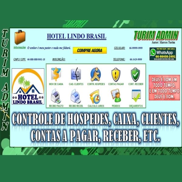 PLANILHA CONTROLE FINANCEIRO HOTEL, HOSPEDES, CAIXA, CONTAS A PAGAR, RECEBER, RECIBOS, PEDIDOS R$ 190,00