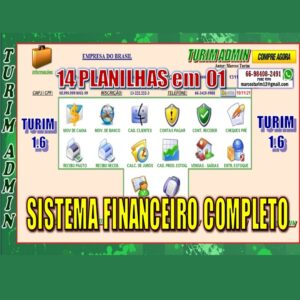 PROGRAMA SISTEMA FINANCEIRO COMPLETO, 14 PLANILHAS COM ESTOQUE TURIM 1.6 – 320,00