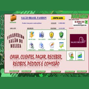 FINANCEIRO SALÃO DE BELEZA, CLIENTES, A PAGAR, A RECEBER, RECIBOS, COMISSÃO  E AGENDA R$ 170,00