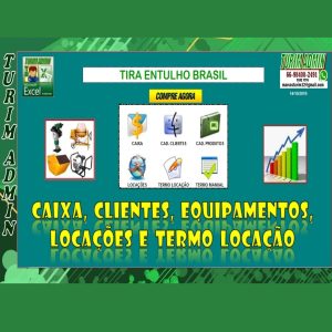 PLANILHA DE LOCAÇÃO, TIRA ENTULHO, EQUIPAMENTOS, CAIXA, CLIENTES, TERMO E ESTOQUE  R$ 180,00