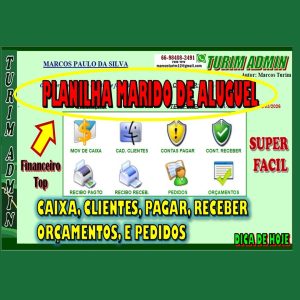 PLANILHA PARA MARIDO DE ALUGUEL, CAIXA, CLIENTES PAGAR RECEBER RECIBOS PEDIDOS 140,00