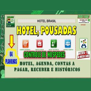 PLANILHA CONTROLE DE HOTEL, HOSPEDES, GASTOS, HISTÓRICOS, RECEBIMENTOS , A PAGAR E AGENDAS R$ 130,00