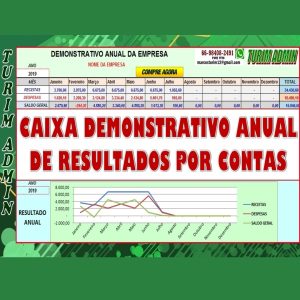PLANILHA DE CAIXA RESULTADOS MENSAIS E ANUAIS DEMONSTRATIVO POR CONTAS R$ 90,00