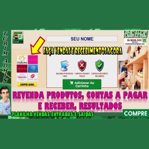 PLANILHA PARA REVENDA DE PRODUTOS, VENDAS, CONTAS A RECEBER, A PAGAR E RESULTADOS POR DIA R$ 90,00