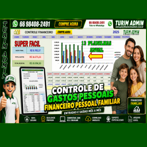 PLANILHA DE GASTOS PESSOAIS FINANCEIRO 12 MESES CONTAS PAGAR RECEBER E GRAFICOS R$ 49,00
