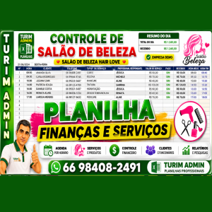 PLANILHA SALÃO DE BELEZA SERVIÇOS FINANCEIROS, FINANÇAS, CARTÕES E COMISSÕES R$ 60,00 - 2026