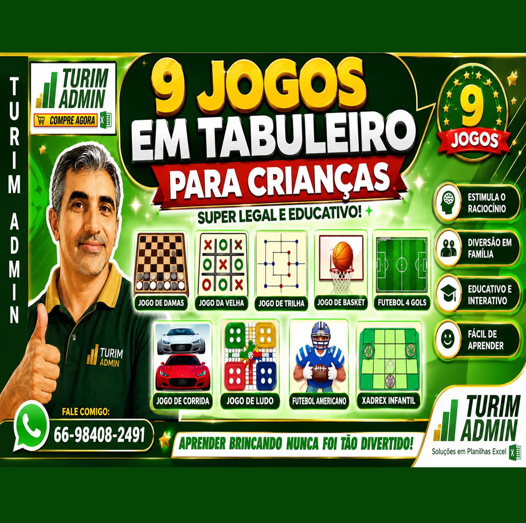 PLANILHA COM 9 JOGOS TABULEIROS PARA CRIANÇAS, FAMILIA, VEM XADREZ, DAMAS, TRILHA, FUTEBOL, CORRIDA, LUDO, BASQUETE R$ 30,00