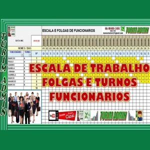 PLANILHA CONTROLE DE ESCALA E FOLGAS DE FUNCIONÁRIOS 34 NOMES R$ 50,00 12 MESES